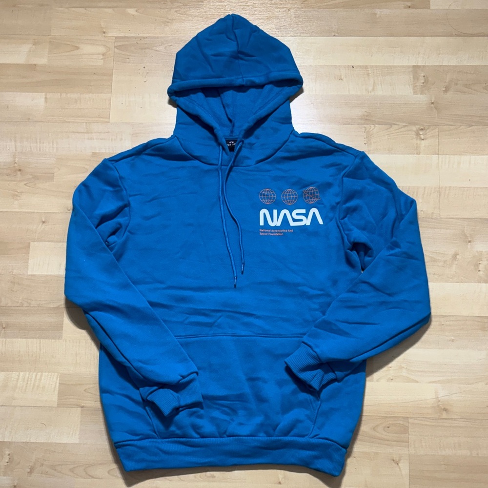 NASA Blue Pullover Hoodie with Small Chest Logo